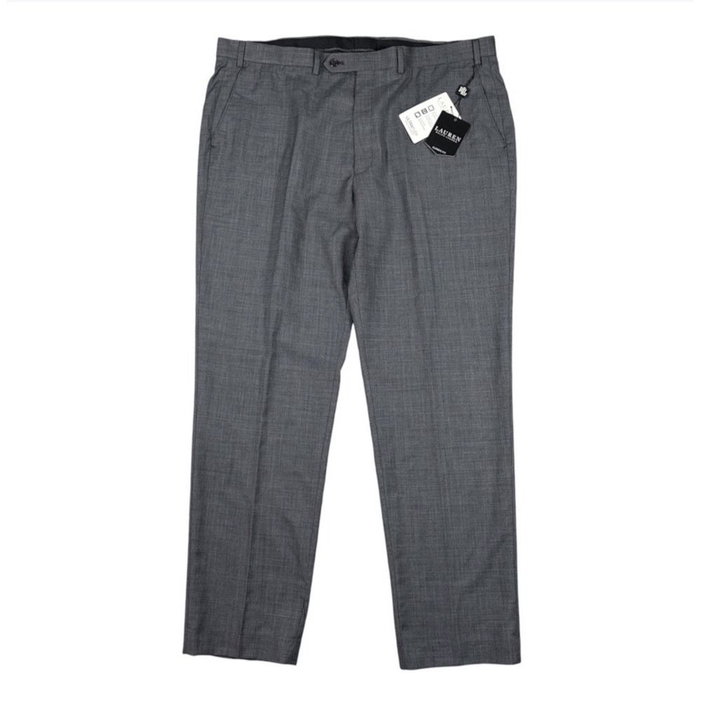 NWT Lauren Ralph Lauren Pants Mens 42x32 Gray Ultraflex Wool Classic Fit Dress